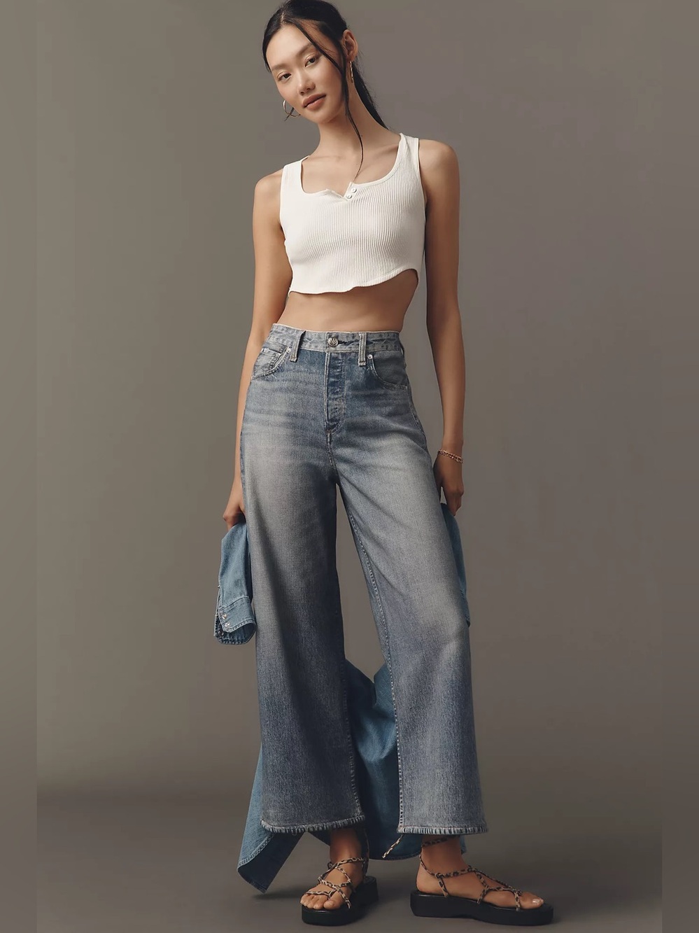 Rag & bone Miramar Andi cropped wide leg sweatpants jeans 26 - Picture 2 of 7